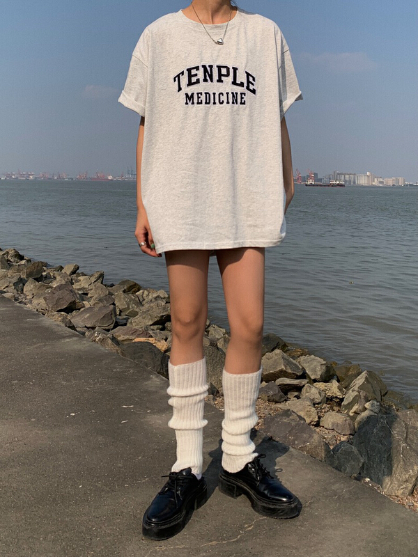 [lab eeda] Vintage loose simple letter embroidered short sleeve T-shirt 2914# ozq