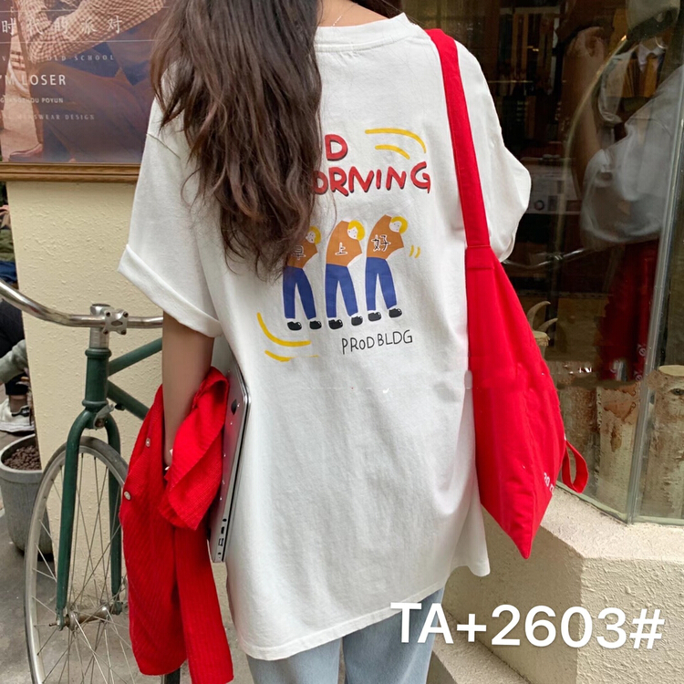 New in early summer! [TA +] Korean cartoon loose short sleeve T-shirt 2603# XYY