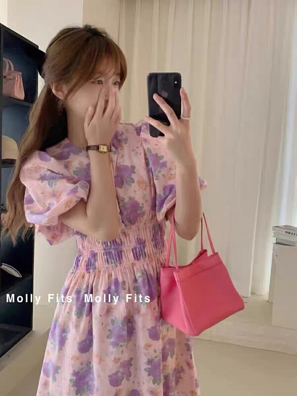 [the fan] fashion waist print dress s501202# PCZ