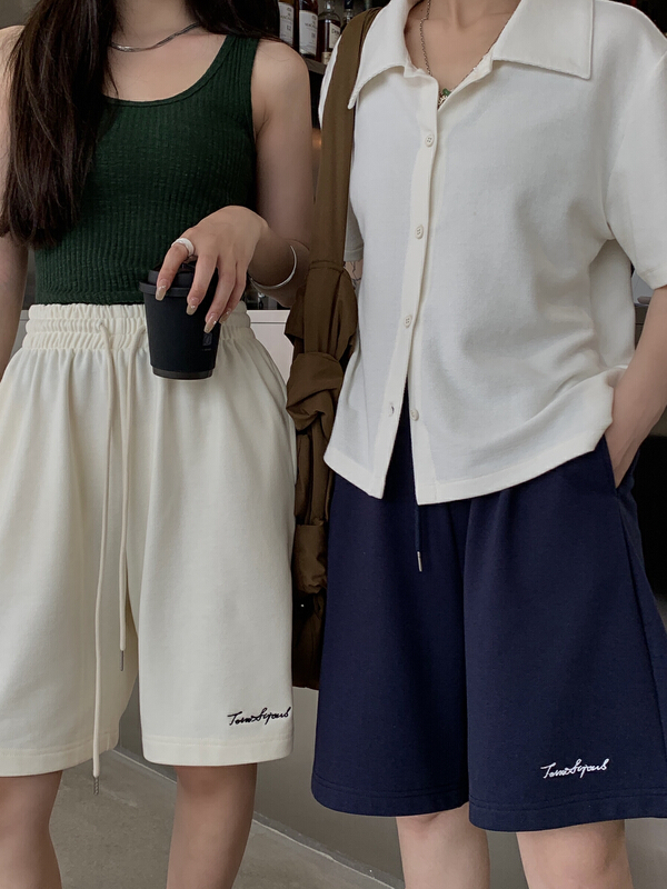 [11An] lettered embroidery versatile casual shorts a6637# LSL