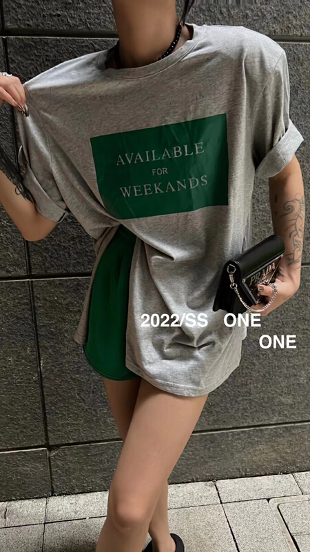[one] letter printed loose short sleeve T-shirt 18188# ozq