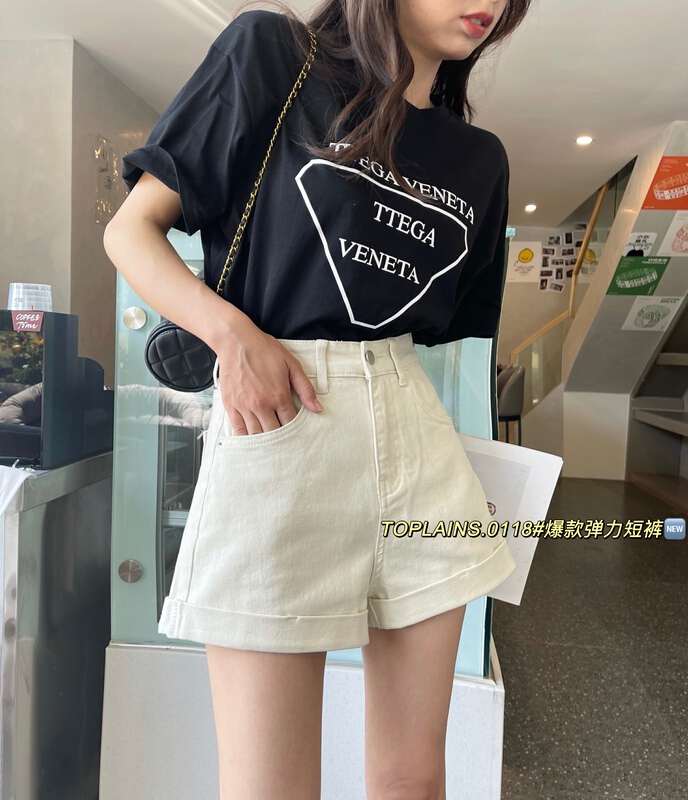 New in early summer! [Mi & Co Wu] Korean versatile slim elastic denim shorts t0118# hjy