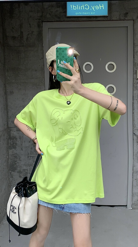 goods in stock! New in early summer! [our] Korean fashion three-dimensional embroidery short sleeve T-shirt 9113# LSW