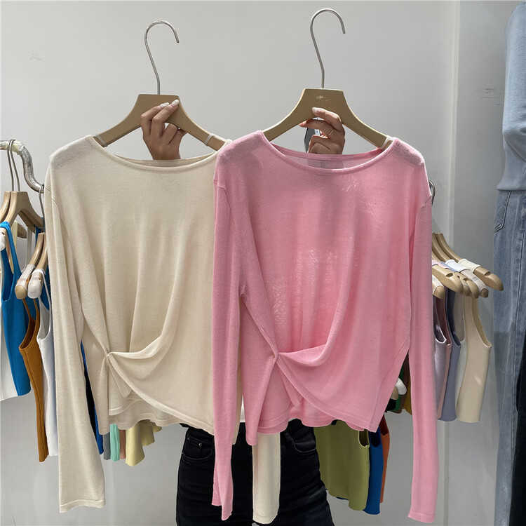 New year in early spring! [Weika] simple and versatile loose diagonal button long sleeve T-shirt 8022# lwy