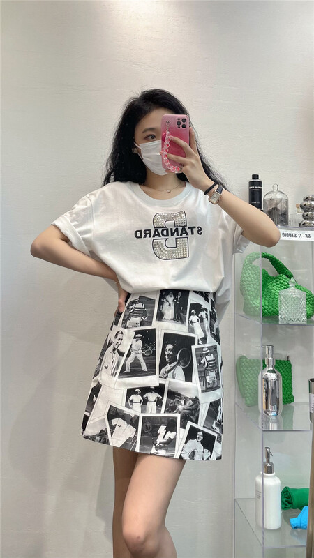 [sk-11] graphic print slim skirt 113# XYJ