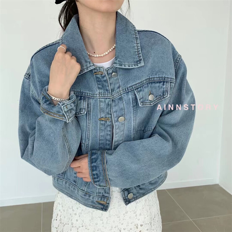 Early spring! [ainnstory] fashionable and casual double pocket denim jacket f101# HBx