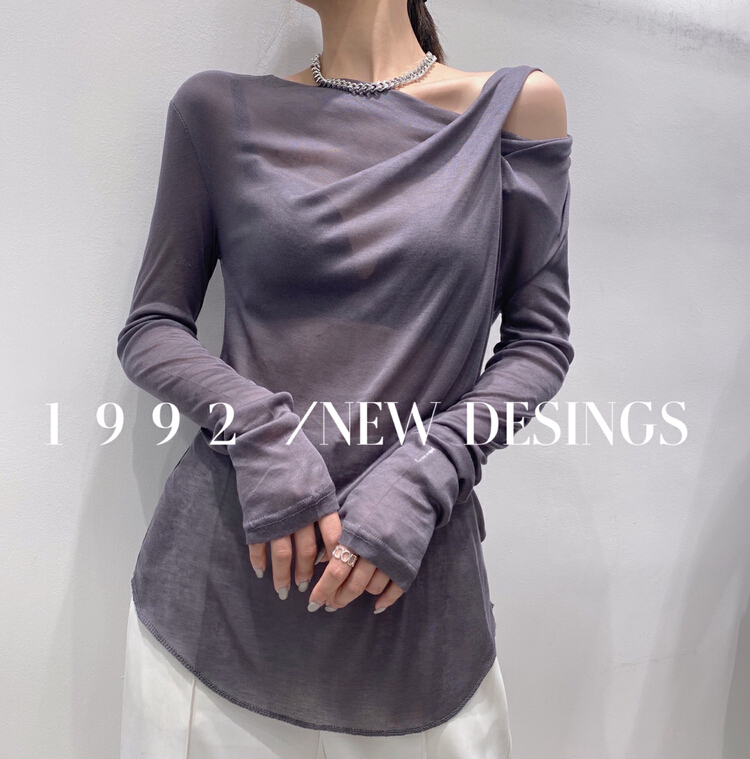 New year in early spring! [1992] single side off shoulder sunscreen shirt with backing 3627# L