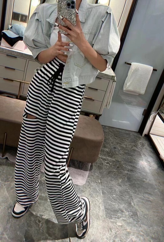 [Kili] straight tube loose stripe casual pants 2809# XYJ