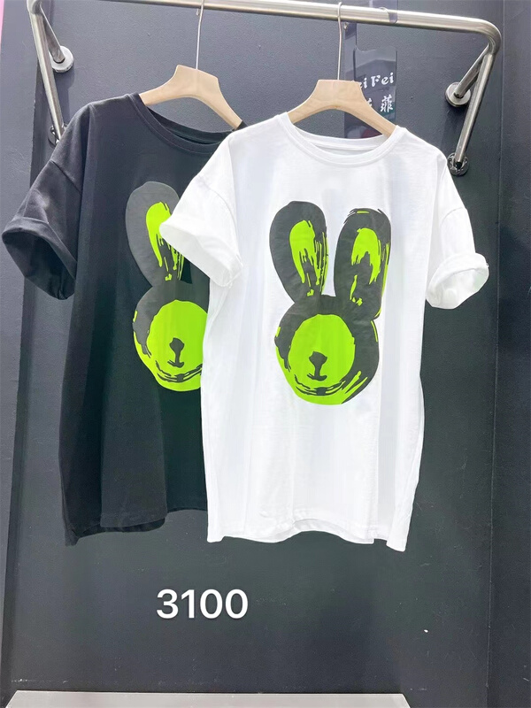 [Feifei] Korean round neck rabbit head short sleeve T-shirt ys1-3100# ozq