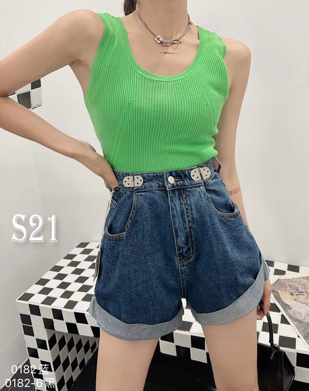 New year in early spring! [CC] waist design cuffed denim shorts 0182# XYJ