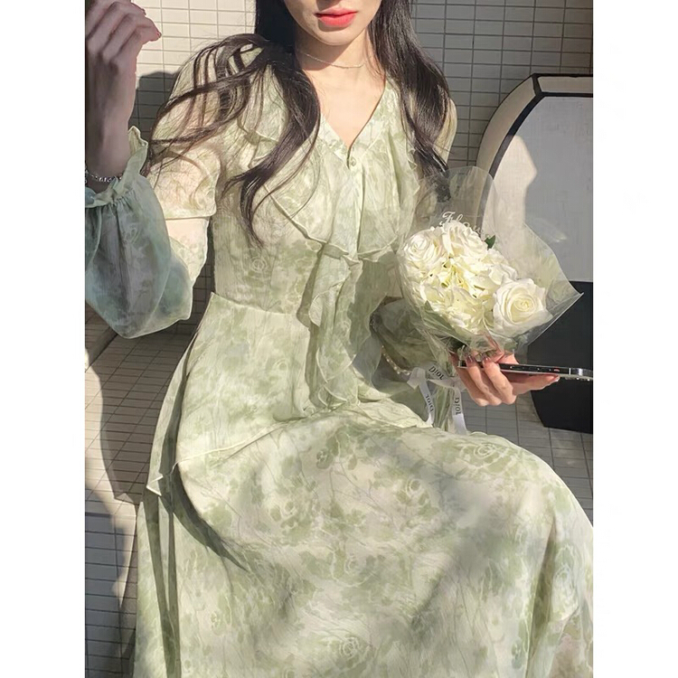 [Huaxi] French gentle wind broken flower high-level dress (only dresses) 8733# PCZ