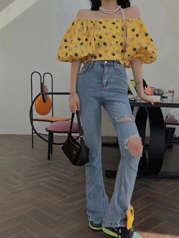 [N21] Vintage one shoulder floral shirt 1363# WPL