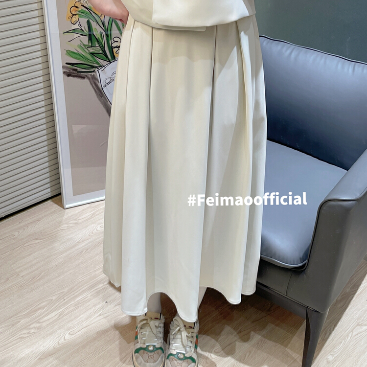 goods in stock! New in early summer! [Feimao (Yimao)] versatile fashion solid color pleated skirt ym-7399# LSL