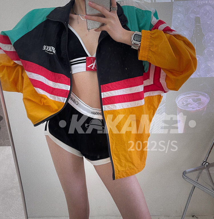 New in early summer! [kakamee] Korean stand collar zipper contrast color sunscreen shirt 3913# LSL