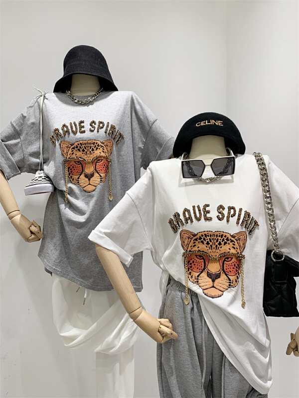 New year in early spring! [wlady] letter embroidery Pullover short sleeve T-shirt ys1-171# WTT