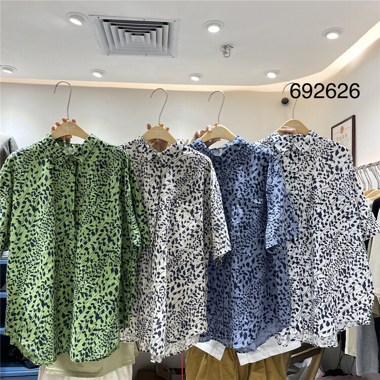 [twenty printed wood] Japanese Floral medium sleeve shirt 692626# L