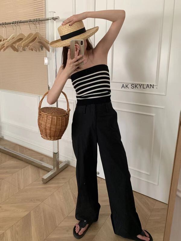 [A.K skylan] wide leg straight tube versatile casual pants 82392# zxl