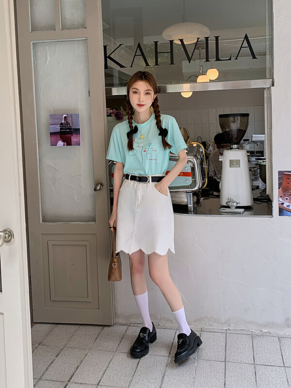 New in early summer! [hero] Love Print Casual Short Sleeve T-shirt s22220125# lwy