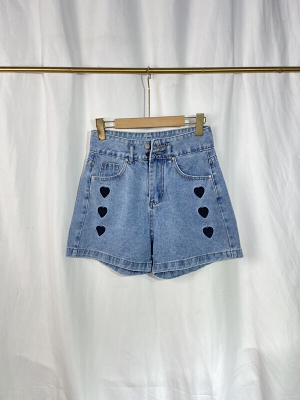 [Yi show shop] love embroidery, foreign style and thin denim shorts 1191# Cl