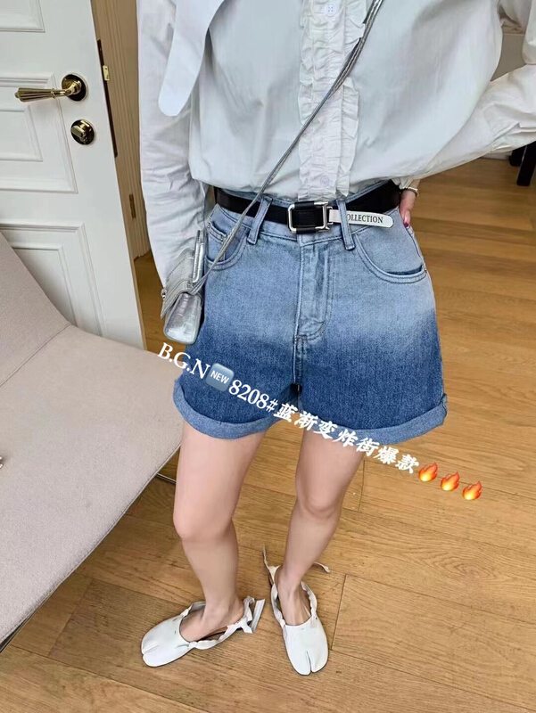 New in early summer! [cuckoo] gradient fashion niche denim shorts (with belt) 8208# WTT