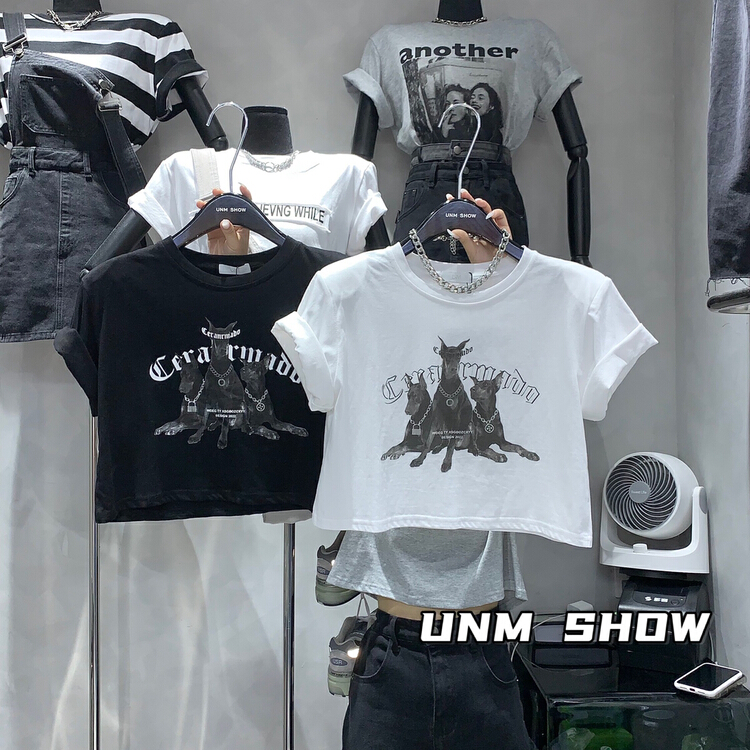 [unm-show] Doberman dog pattern versatile fashion short sleeve T-shirt (T-shirt only) 6269# WTT