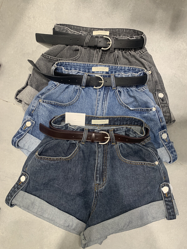 [t-platform] Korean high waist and thin denim shorts (with belt) w6135# zxx