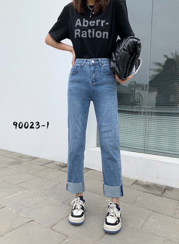 New year in early spring! [Mina] small elastic straight jeans 80023# LSW
