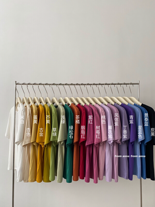 [from Anna] solid color versatile round neck short sleeve T-shirt 6135# LSW