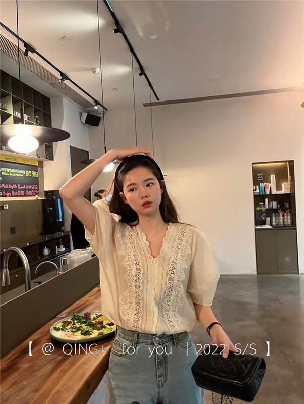[qingqingjia] French single breasted embroidery blouse 2072# XYY