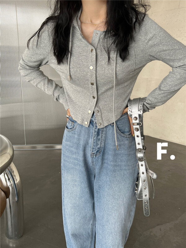 goods in stock! 【F】 Korean hooded short knitted cardigan 6053# zxx
