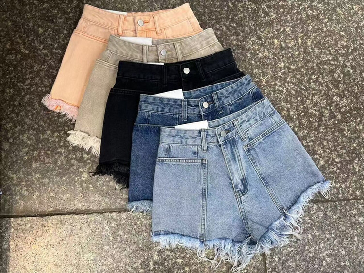 [thirteen inspirations] denim shorts 9221# PCZ with woolen edge fashion design