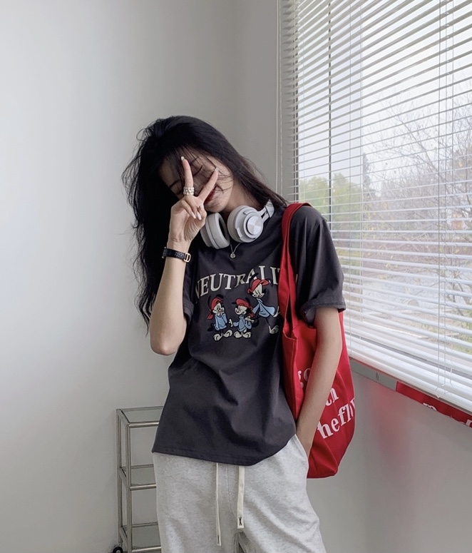 Original price 43.99! New year in early spring! [Chennai] simple and versatile letter short sleeve T-shirt 121c072# zxx
