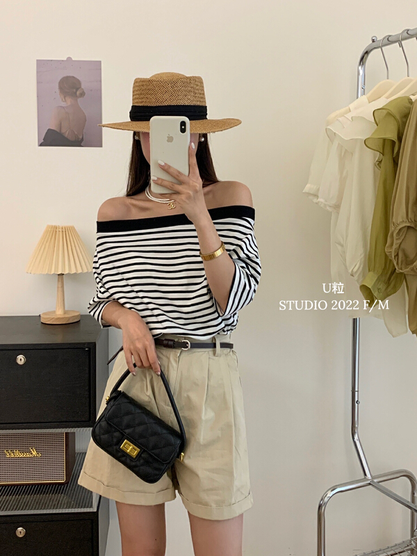 [U grain] classic stripe summer casual two-piece shirt 5750# HBx