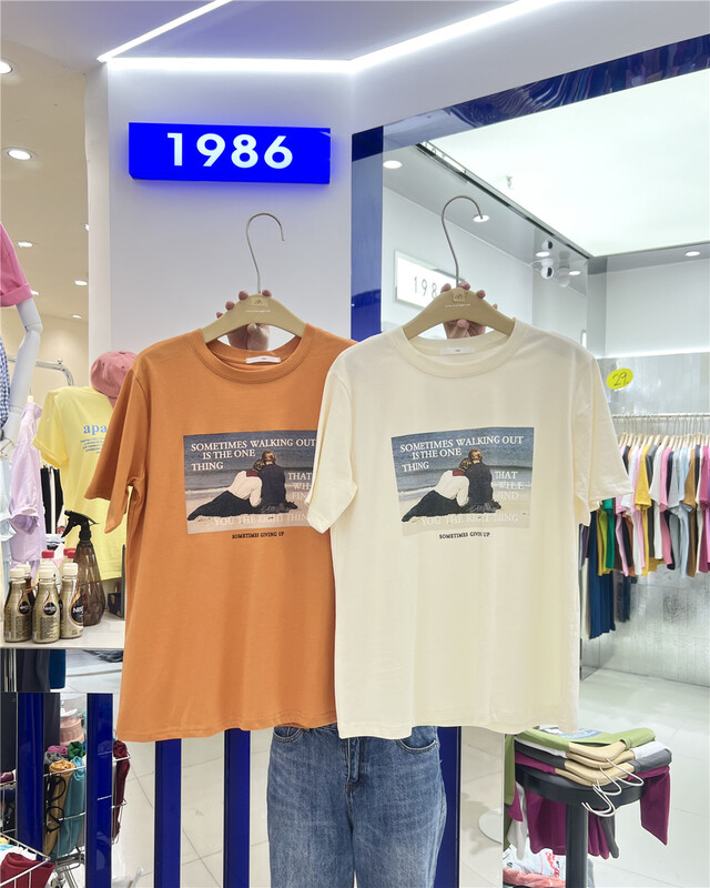 [1986] graphic print lazy style short sleeve T-shirt c891# LSL