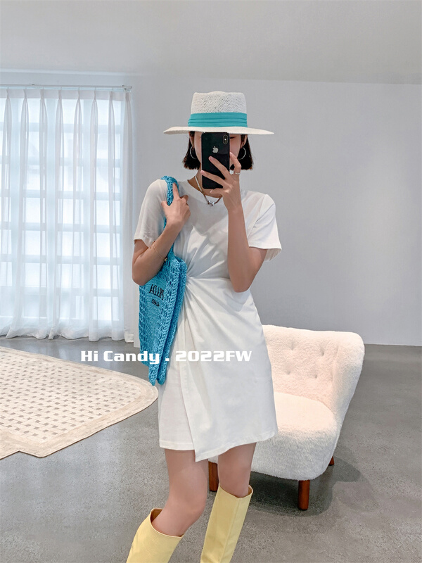 [hi candy] Korean solid color Pleated Dress 7307# lwy