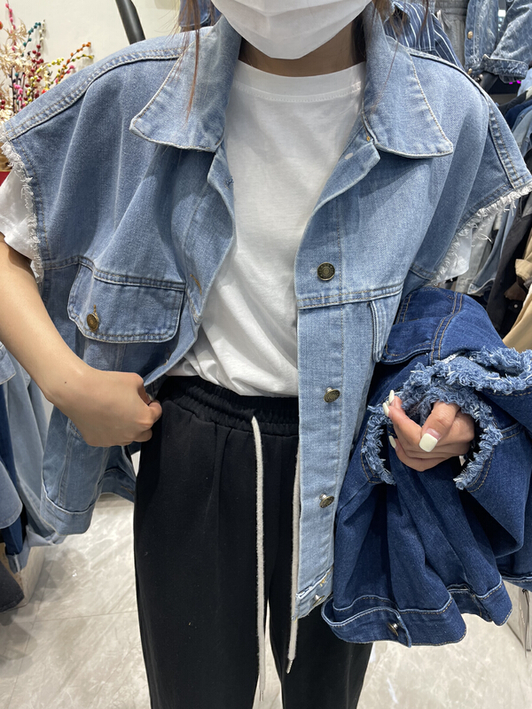 [Dandan] Korean version of versatile denim vest 2207# LSW