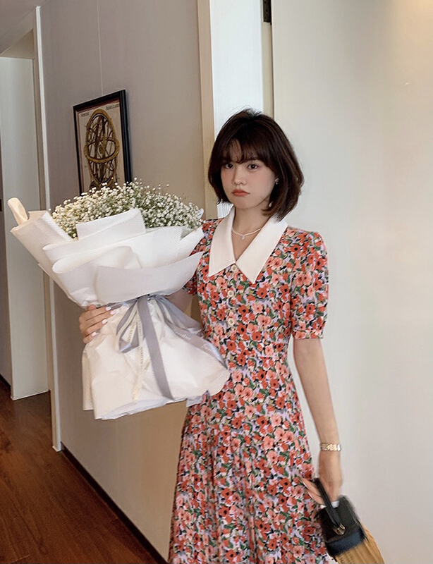 [smile baby] temperament lady retro color contrast dress b3095# WPL