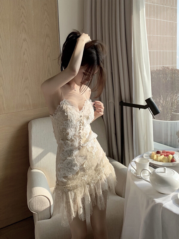 [pepper] French lace fairy pure desire sexy suspender dress 1307# Cl