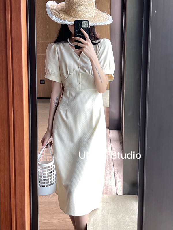[um micron] Korean Ladies age reducing gentle dress (excluding necklace) 88301# hjy
