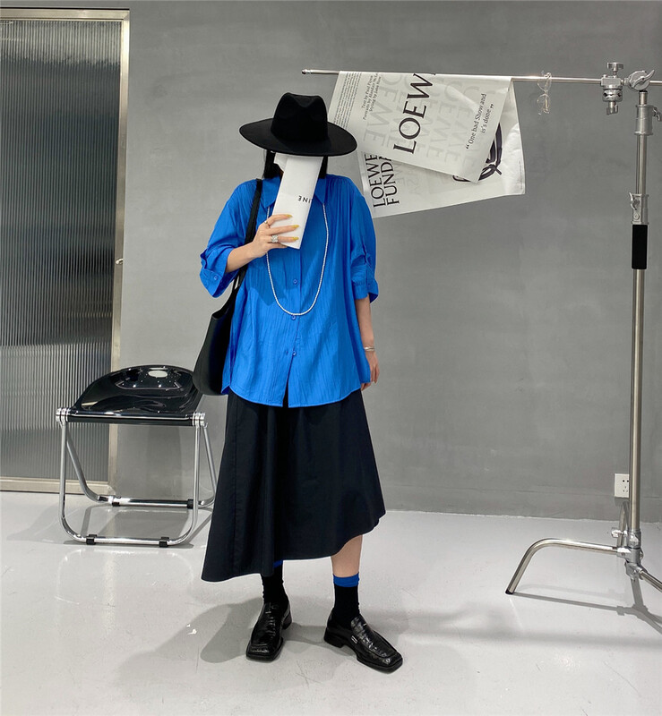 goods in stock! New in early summer! [Hyso] loose and simple 7 / 4 sleeve shirt 5162# XJ