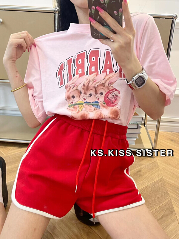 初夏上新!【KS】鹽系少女感卡通印花短袖T恤  22121#  OZQ