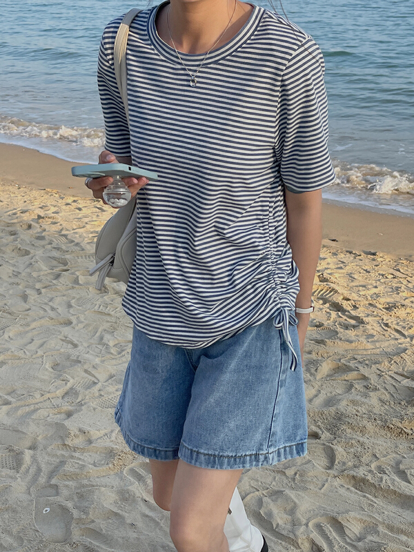 [bee Street] simple, slim and versatile denim shorts 9073-2# lwy