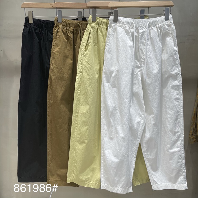 [fabric] Korean elastic waist comfortable casual pants 861986# L