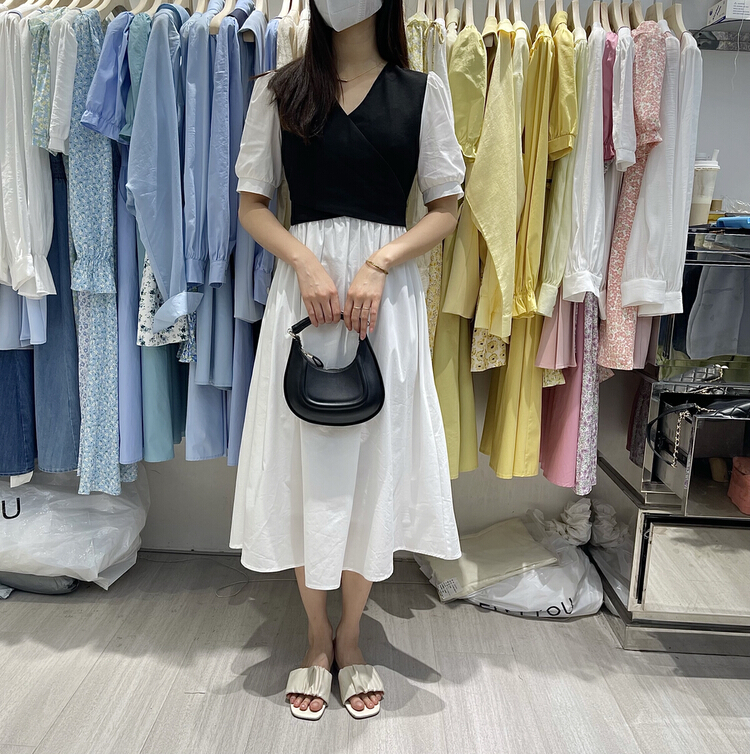 [EI fi you] simple stitching fake two-piece dress 5010# LSL