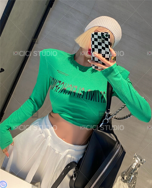 goods in stock! New year in early spring! [CICI studio] short letter printed long sleeve T-shirt 2238# zxl