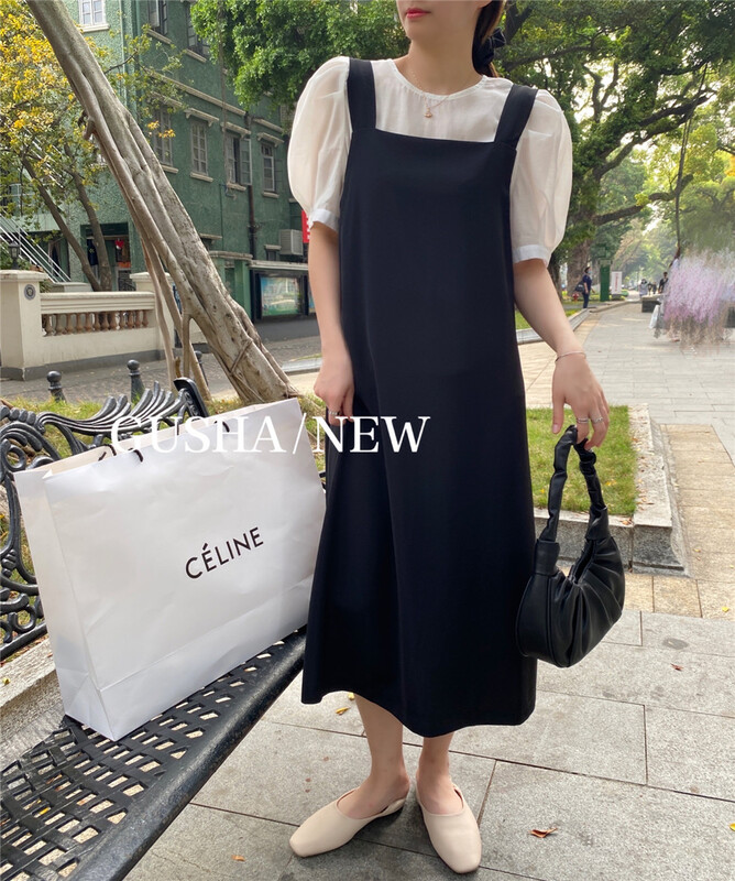New in early summer! [Gusha] lady short sleeved blouse + loose strap skirt two piece suit 6069# WPL
