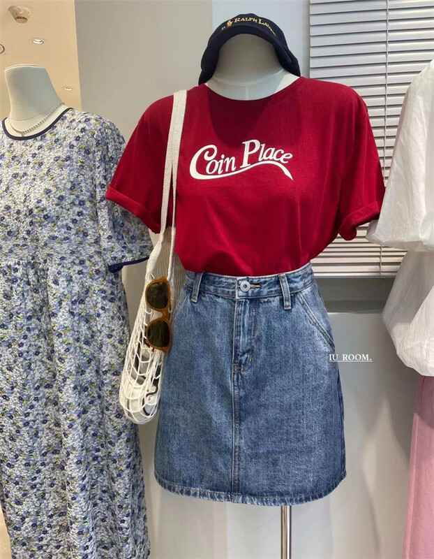 goods in stock! New in early summer! [IU room] simple casual letter loose short sleeve T-shirt 2115# XYY