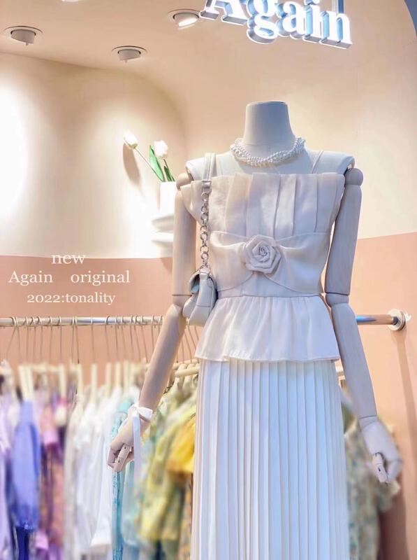 [again] niche design three-dimensional rose vest / sling 063# PCZ