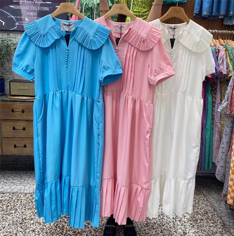 New in early summer! [N21] lady doll neck bubble sleeve loose dress 2092# WPL