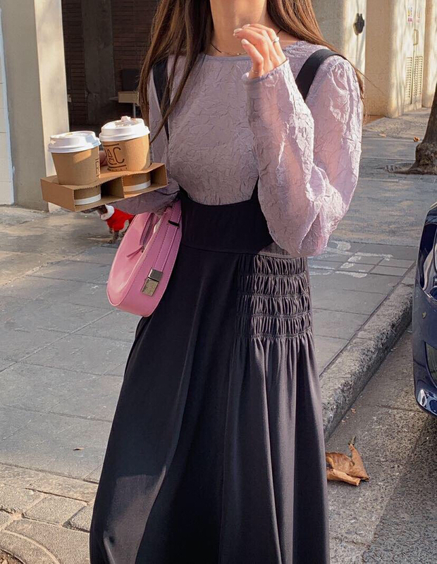 [soul] pleated round neck gentle style blouse as18015211x# CLS